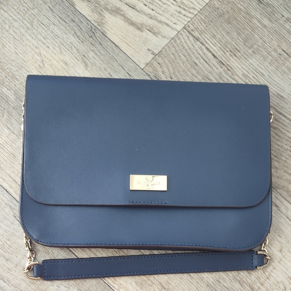 Kate Spade Blue Shoulder Bag with Gold Accents - Picture 8 of 10